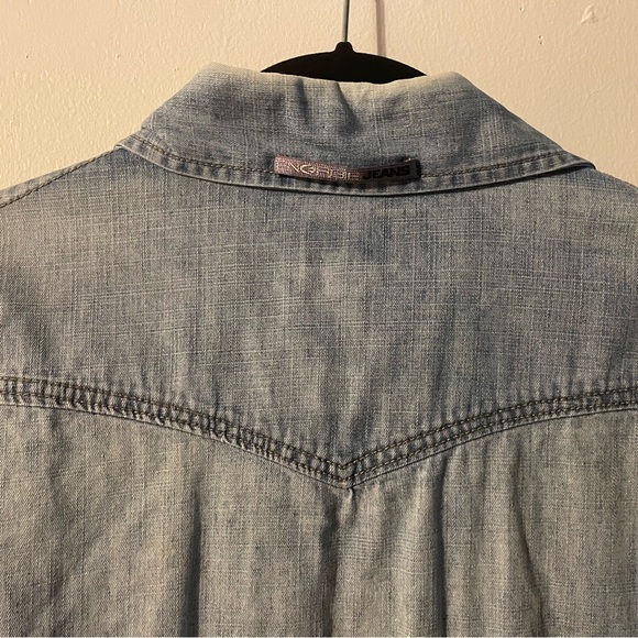 Denim unisex denim Energie shirt with patches. - Picture 2 of 6